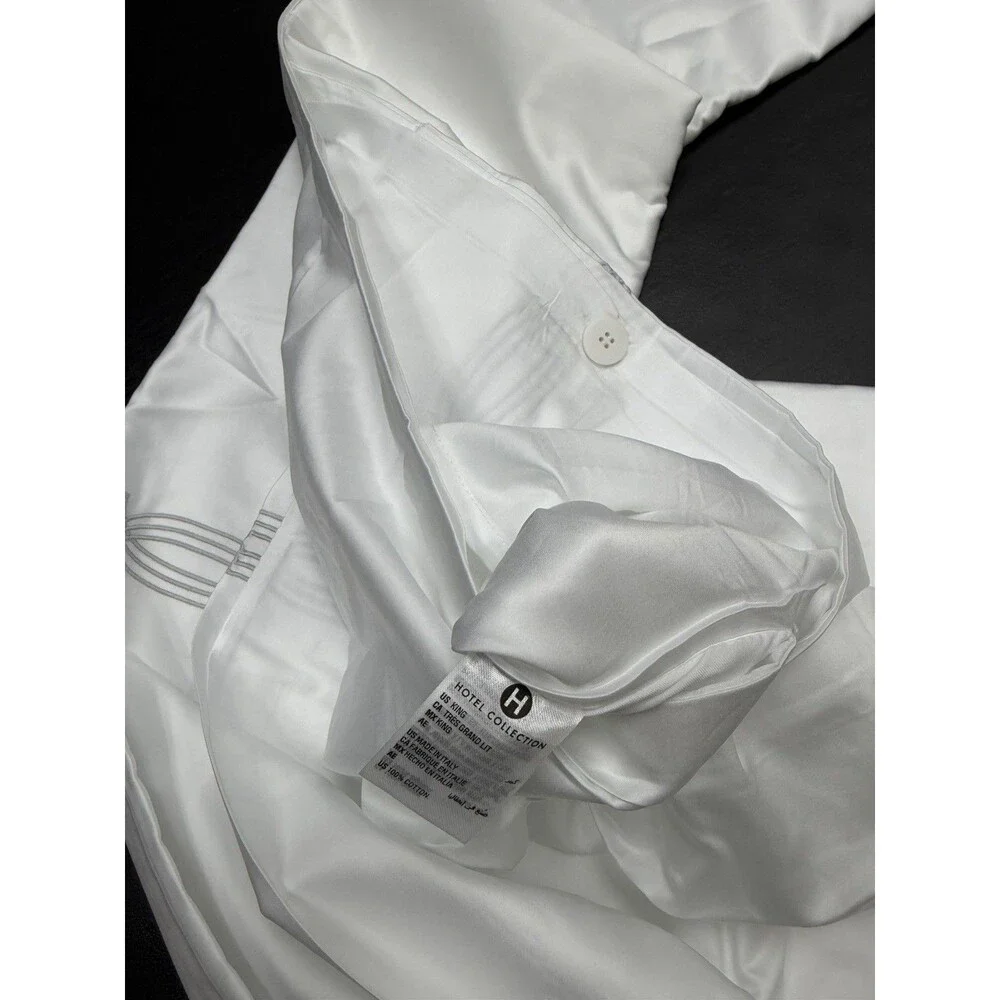 Hotel Collection Portofino KING Duvet Cover + 2 King Shams Set White / Silver